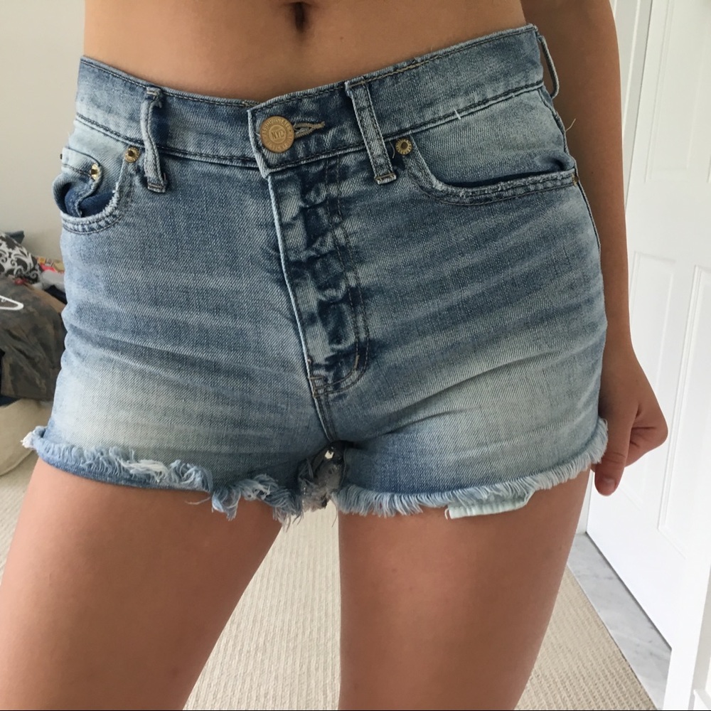 High waisted denim shorts